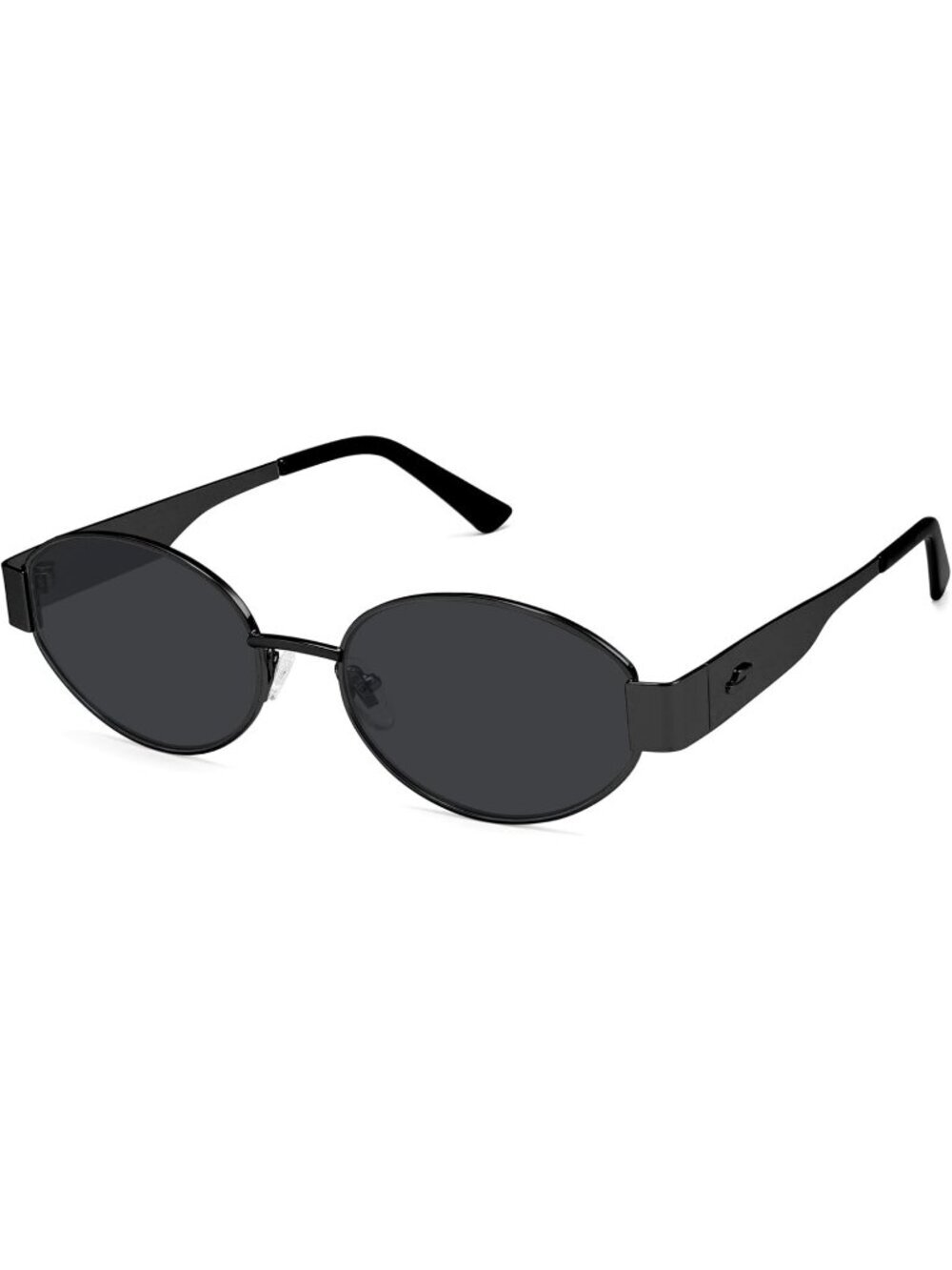 Women's Matte Black Grey Lens Oval Trendy Shades UV400 Protection Sunglasses